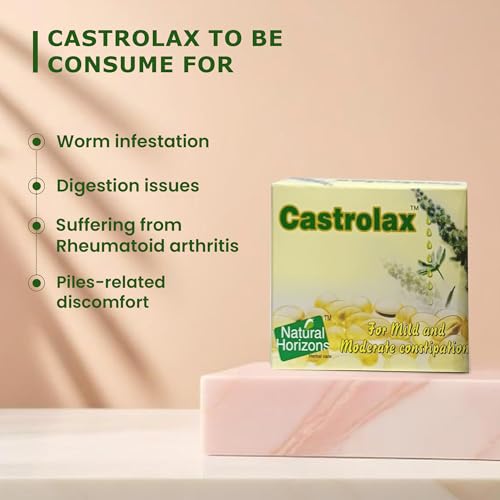 Image of Castrolax Castor Oil Capsules for Constipation Relief - 60 Soft-Gel Capsules | Pack 2, 700mg Per Capsule