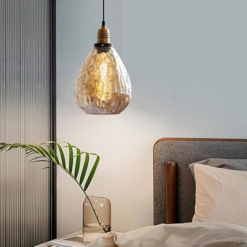 Lámpara colgante de cristal ámbar regulable con 1 luz para comedor 4