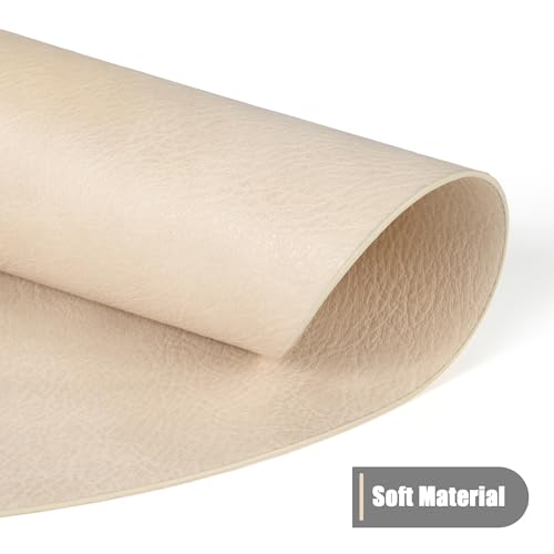 Image of UnivoColors Placemats Round Faux Leather Placemats Set of 6-Waterproof-Wipe Clean-Heat Resistant-Anti Slip Dining Table Place Mats,Suitable for Indoor & Outdoor Use,15 inch.Retro Beige