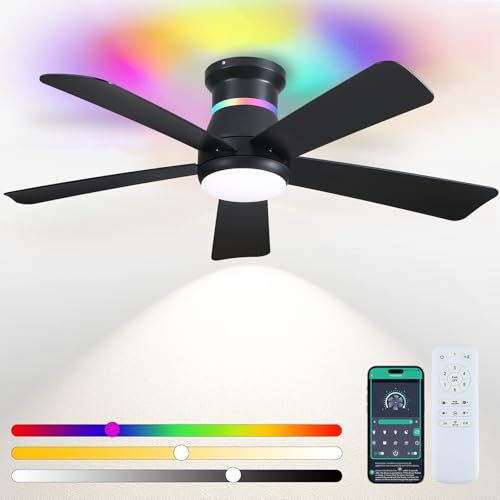 46 Black Ceiling Fan with RGB LED Lights