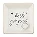 SUPERDANT Portagioie Hello Splendido Piatto per Gioielli Portagioie in Ceramica Portaoggetti Portagioie per Contenere Piccoli Gioielli Anelli Collane Regalo per da Donna Bianco (10.5x10.5x2.7 cm)
