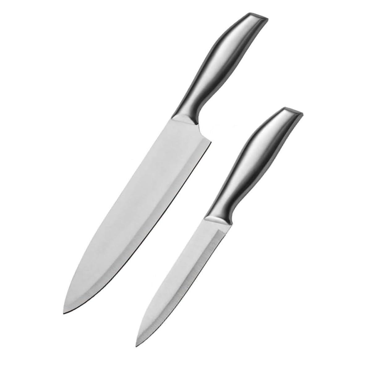 2 Piece Kitchen Knife Set, Chef Knife and Utility Knife Stainless Steel Non Stick Blades with Soft Touch Handles Multipurpose Sharp Cooking Knives for Meat Vegetables Fruits (Pack of 2)