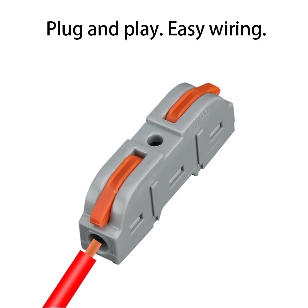 Connettore del filo 50 pezzi 28-12AWG Quick Connect Giunzione elettrica, Kit di connettori for cavi a leva, for a spinta rapida