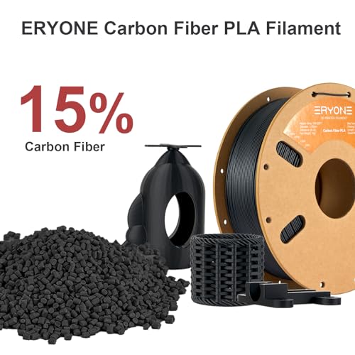 Image of ERYONE Carbon Fiber Filament PLA, PLA-CF 3D Printer Filament No Warp Enhanced Toughness, + /- 0.03mm Accuracy 1KG Cardboard Spool(2.2LBS), Black
