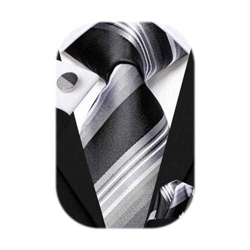 Image of Hi-Tie Men's Tie Sets Silk Paisley Striped Necktie Pocket Square Cuff-links Sets Wedding Business Holiday
