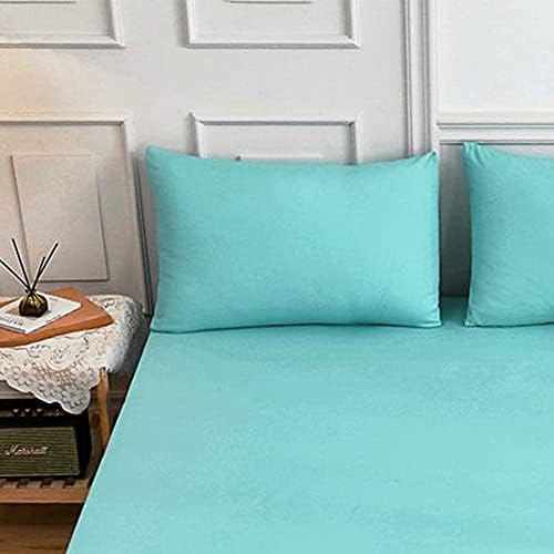 Solid color Fitted Sheets 100% Polyester Bedding Sheets, Chickwin Double King Single Size Bed for Deep Pocket 27cm - Shrinkage Fade Resistant Easy Care (dark green,135x200x27cm)