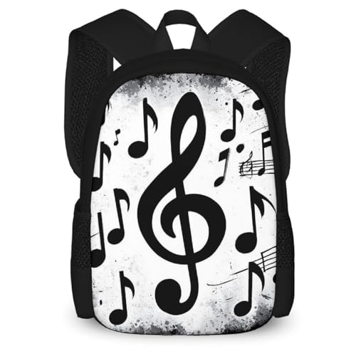 Large Water Resistant College Bag, Computer Bag, Durable Travel Laptop Backpack For Women Men Gunge Black And White Music Notes4