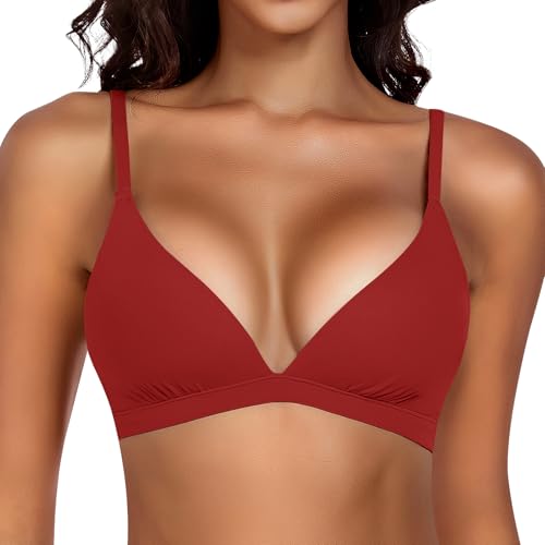 Wireless Bralettes for Women No Underwire Bras Sexy V Neck Everyday Bra with Adjustable Straps