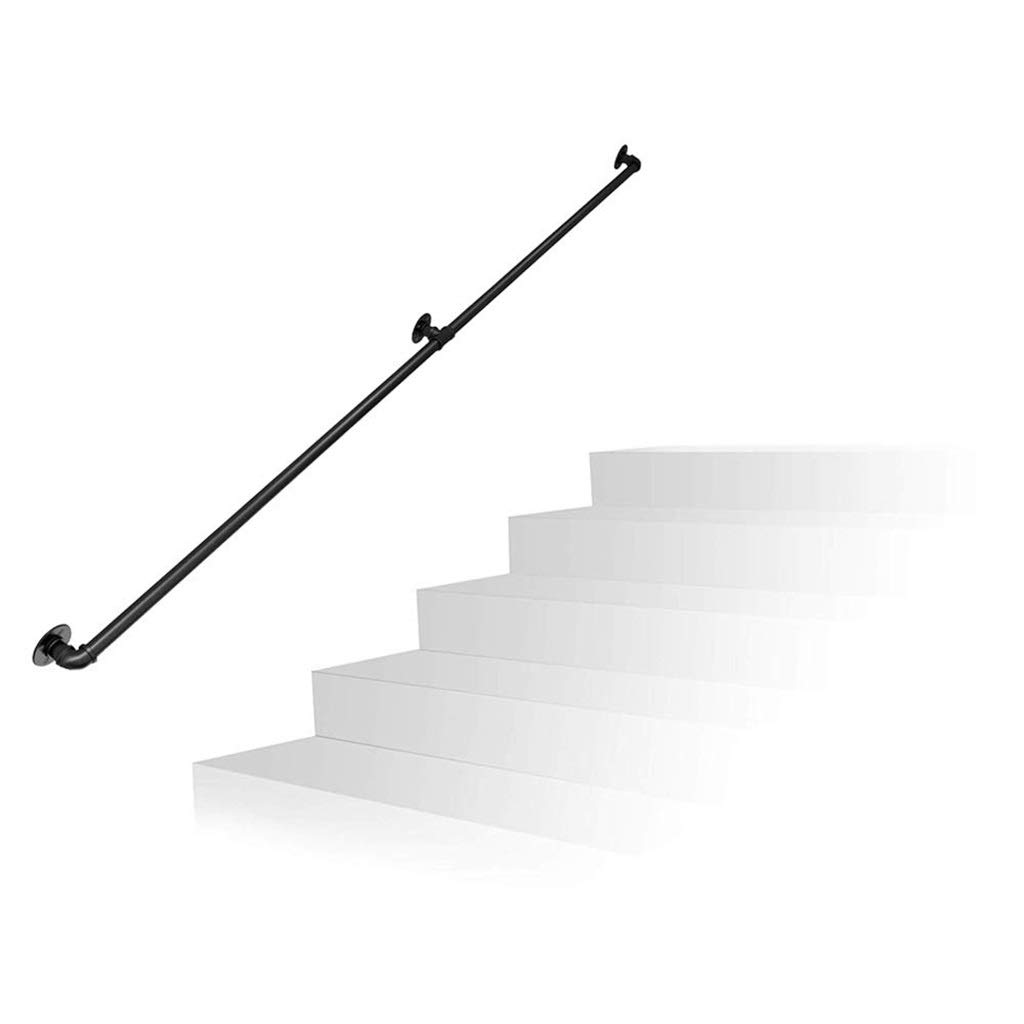 Rampe d'escalier noire industrielle en tuyau pour sécurité couloir intérieur