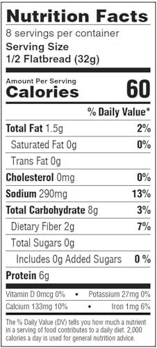 Joseph's Lavash Bread Value 2-Pack, Flax Oat Bran & Whole Wheat, Reduced Carb, Fresh Baked (4 Flatbreads per Pack, 8 Squares Total)