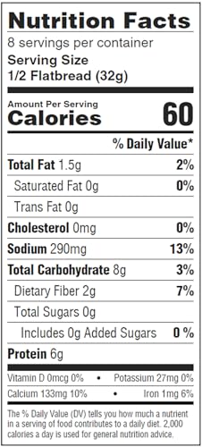 Joseph's Lavash Bread Value 2-Pack, Flax Oat Bran & Whole Wheat, Reduced Carb, Fresh Baked (4 Flatbreads per Pack, 8 Squares Total)