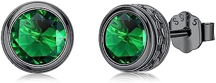 Black Earrings 925 Sterling Silver Black Stud Earrings Hypoallergenic Small Punk Gothic Earrings Black Jewellery Gifts for Men Women