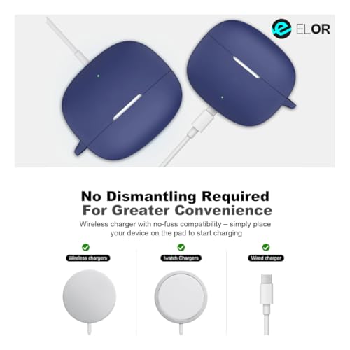Image of ELOR Premium Silicone Case Cover Compatible with OnePlus Nord Buds 4 Pro (Earbuds Not Included) (Navy Blue)