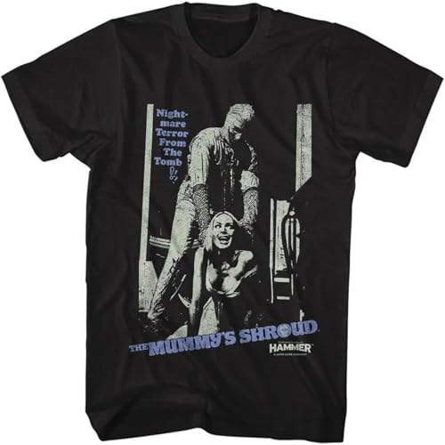 HANLINMY Hammer Horror Movie The Mummy' Shroud Terror from Tomb Men's T Shirt Black L