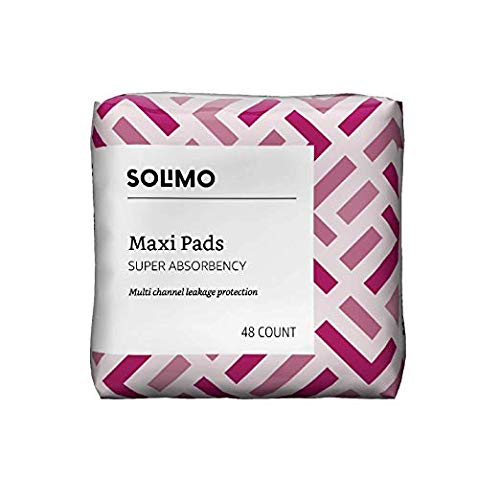 Amazon Brand - Solimo Thick Maxi Pads for Periods, Super Absorbency, Unscented, 48