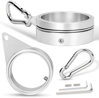 BONWIN 2" Large Flag Pole Rings, 2 Pcs Aluminum Alloy Spinning Flag Pole Ring Clips Swivels, 360° Rotating Anti Wrap Flagpole Ring Hardware with Stainless Steel Carabiners for 1.6-2" Diameter