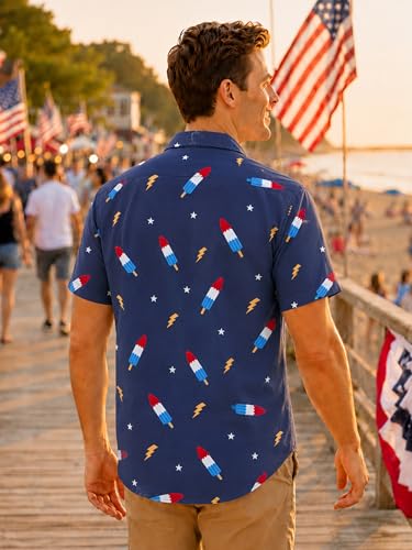 Image of Yoimira Hawaiian Shirts for Men, Print Mens Casual Short Sleeve Button Down Shirts Floral Aloha Beach Shirt