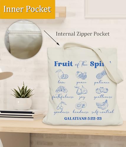 Image of Aesthetic Christian Gifts Tote Bag for Church, Religious Tote Bag for Bible Study, Medium Size with Inner Pocket