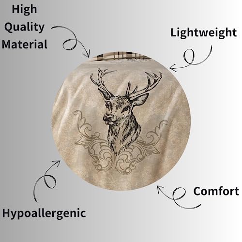 Olivia Rocco Stag Duvet Cover Set Cosy Highland Cotton Rich Quilt Covers Reversible Check Premium Bedding Bed Linen Sets, Double Natural - Image 7