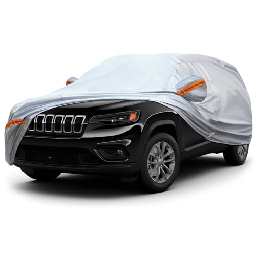 Image of Fit for 178 inch-189 inch Length SUVs, 6-Layer Full Car Cover is All-Weather Waterproof, Universal in All Seasons, Snow Prevention, Rainproof, Acid Rainproof, Sunscreen, Orange Reflective Strip