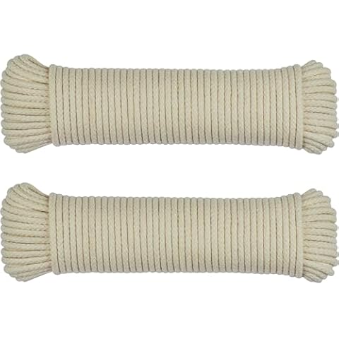 SteadMax 200 ft Natural Cotton Rope, Clothesline Rope, 1/4 inch General Purpose Rope Utility Cord, Ideal for Sports, Outdoors, Tents, Hammocks, Halters, Harnesses, Awnings (2 Pack, 100ft Each) Cover