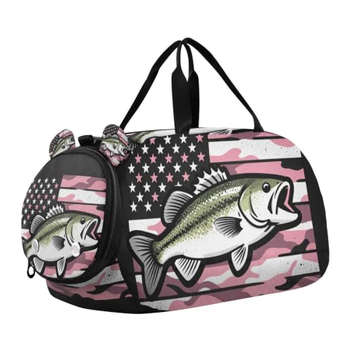 Bolsa de lona ligera con estampado americano y espacio para calzado