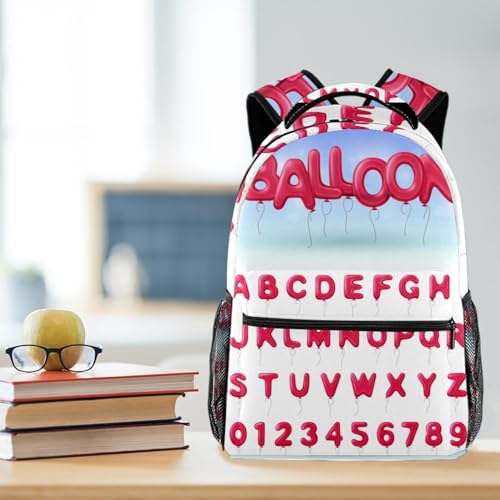 Sac à dos d'école avec ballons et lettres roses style multicolore - 5