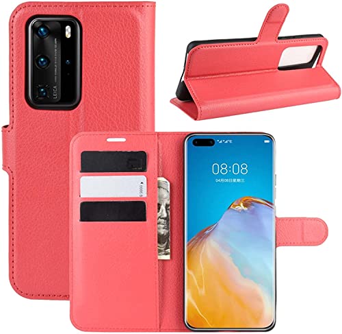 Coque iPhone 13 Mini portefeuille rouge en cuir premium anti-choc avec clapet magnétique TPU