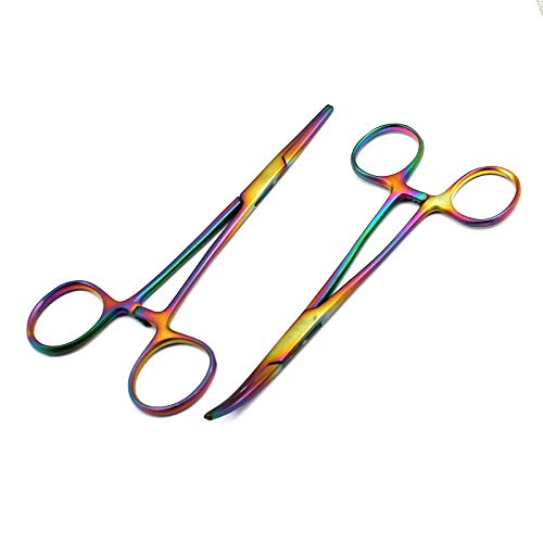 OdontoMed2011 Set of 2 Multi Color Rainbow Crile Hemostat Forceps 5.5