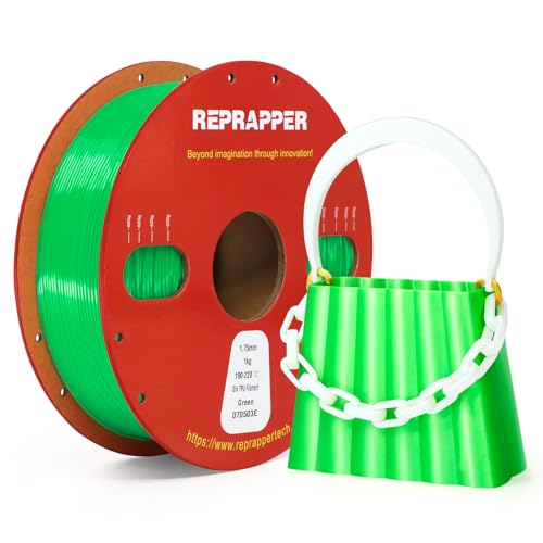 Image of Reprapper Silk TPU Filament, 95A Shore Hardness, 1kg TPU 1.75mm, Elastic 3D Printer Filament, Flexible & Soft Filament for 3D Printer (± 0.03mm) 2.2lb, Green