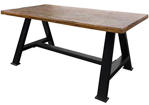 MASSIVMOEBEL24.DE Esstisch Altholz 180x90x76 Mehrfarbig lackiert Industrial #60