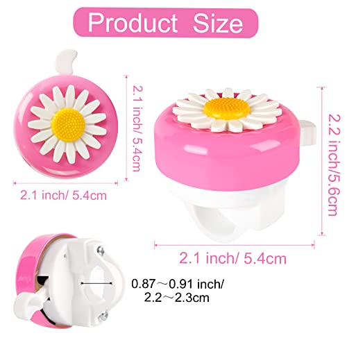 Cinvo Pack Of 2 Bike Bells Kids Bicycle Ring Bell Loud Crisp Clear Sound Safe Cycling Aluminum Warning Scooter Tricycles Bell Flower Design For Kids Adults (Pink White And Blue White) #TOP1