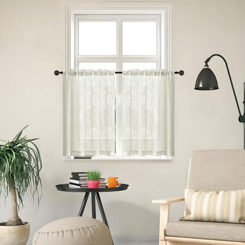 Cortinas cortas cocina transpirables pack de 2 piezas que eliminan reflejos molestos 2