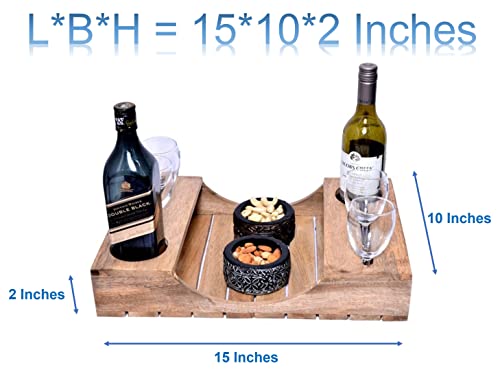 Artistic (Tm) Wine Serving Tray/Wine Tray 15 ", Multi Purpose Tray, Beautifully Hand Crafted Bar And Kitchen Accessory With Bottle And Glass Holder #TOP1