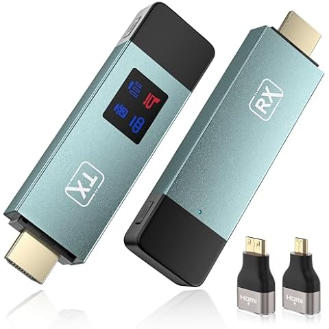 Wireless Hdmi Transmitter and Receiver, Wireless HD Extender Plug & Play Portable 2.4G/5G with LED Screen Wireless Hdmi Kit for Streaming Video and Audio to Monitor from Laptop/Pc/Tv Box/Projector Cover