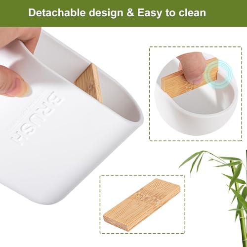 Toothbrush-Holders-Bamboo-Electric-Toothbrush-Holder-Bathroom-Storage-Organizer-Countertop-for-Toothpaste-Floss-Razor-White Toothbrush Holders Bamboo Electric Toothbrush Holder Bathroom Storage Organizer Countertop for Toothpaste Floss Razor White