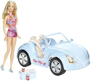 Barbie tropical beach cruiser car & doll gift set