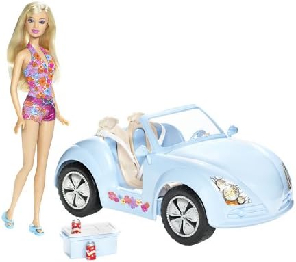 Barbie tropical beach cruiser car & doll gift set