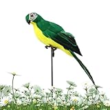 Décoration extérieure de perroquet – Statue d'oiseau tropical réaliste, décoration jardin patio colorée, résine durable résistante aux intempéries | Blanc, rouge, jaune, bleu, vert, jardin, pati