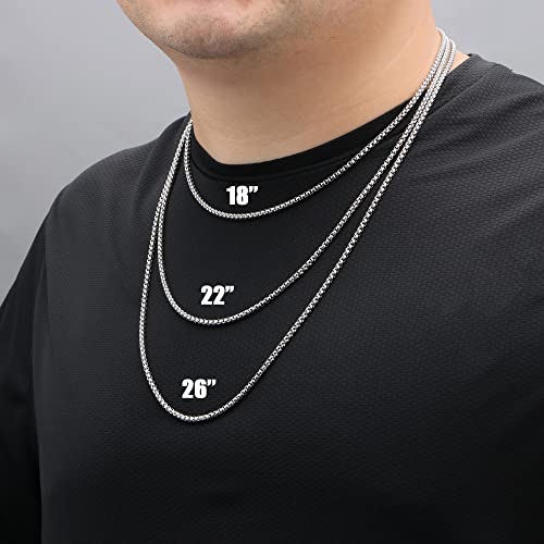 Image of JoycuFF Grandson Birthday Graduation Gifts from Grandma Grandpa GrandParents Stainless Steel Box Chain 3 MM 18 Inches Necklace for Men