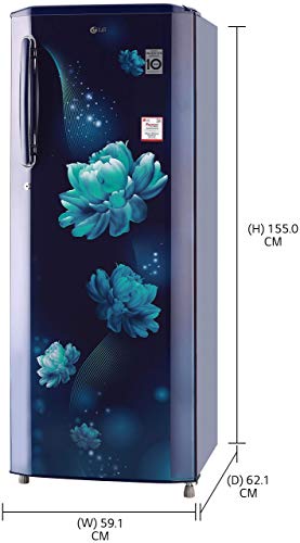 Image of LG 261 L 3 Star Direct-Cool Smart Inverter Compressor Single-Door Refrigerator (GL-B281BBCX, Blue Charm, Moist 'N' Fresh, 2023 Model)