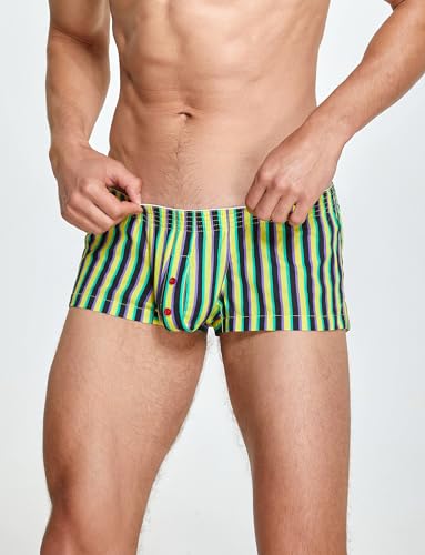 Calzoncillos tipo bóxer de algodón de talle bajo para hombre con estampado a rayas SEAUR 3