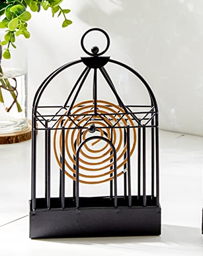 ZONADAH Retro Birdcage Mosquito Coil Holder Metal Mosquito Coil Stand Mosquito-Repellent Incense Holder for Indoor or Outdoor Garden Balcony Camping Black Colour - Image 3