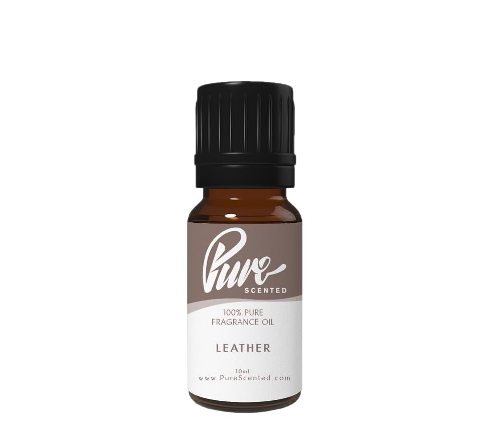 Pure Scented 10ml Fragrance Oils - 1 x 10ml Suitable for Candles, Soaps, Slime, Diffusers, Cosmetics, Wax Melts, Designer (1 x 10ml, Leather)