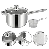 Mini-Fritteuse – 14,96 X 7,68 X 5,12 Zoll Edelstahl-Fritteusentopf | Mini-Friteusen Mit Korb | Tragbare Tiefe Bratpfanne Mit Griff Für Zuhause, Küche, Camping, Picknicks, Partys, Kochen Von Fisch