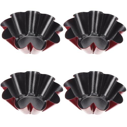 BIUDECO Molde 4 Piezas para Tarta de de Acero al Carbono Negro Forma de Fácil de Limpiar y Resistente a Deformaciones para Hornear y Pastelería