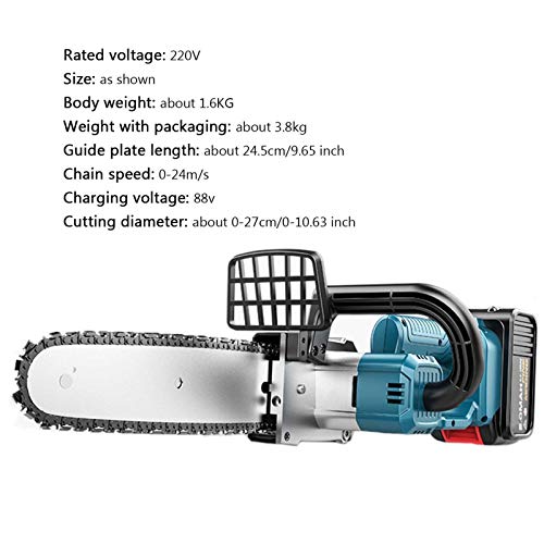 Loveinwinter Electric Cordless Chainsaw, 8 inch Portable Brushless Copper Motor Anti-Slip Handheld Electric Saw with Battery for Garden Work