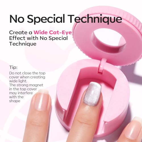 Image of Modelones 5D Automatic Pink Nail Magnet for Cateye Gel Polish, Upgraded 3-in-1 Strong 360 Rotating Glass Bead Magnetic Side-Light Nail Magnet for Beginner-Friendly DIY Nail Designs (Magnet Only)