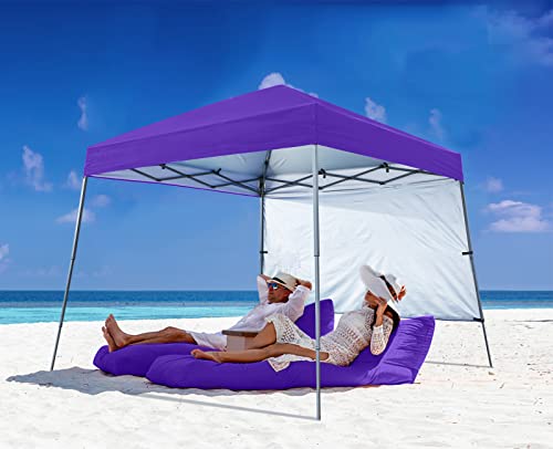 ABCCNAOPY Outdoor Pop Up Canopy Beach Camping Canopy with 1 Sun Wall, Bonus Backpack Bag, Stakes and Ropes