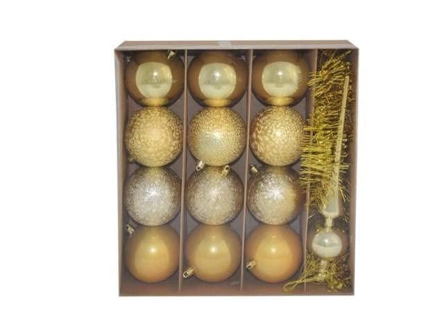 Bolas de 8 cm Due Esse Christmas y puntas de oro para adornos de Navidad elegantes